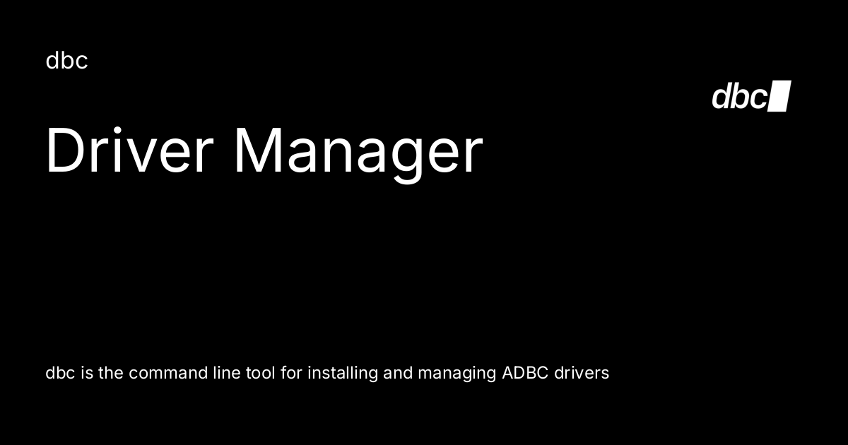 Driver Manager - dbc