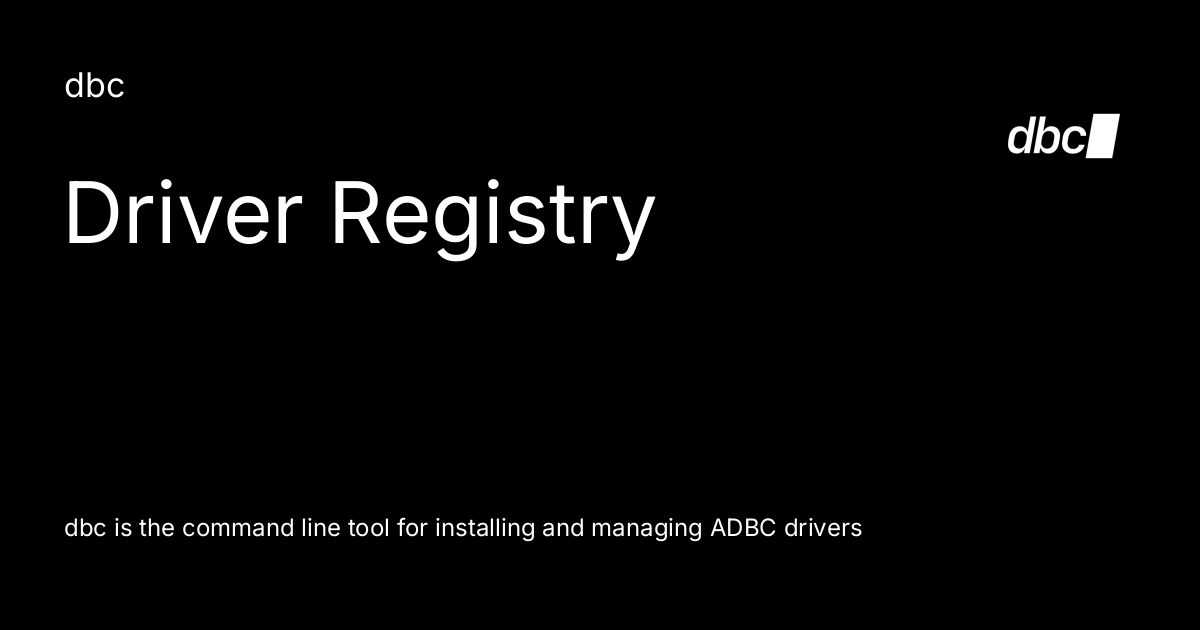 Driver Registry - dbc