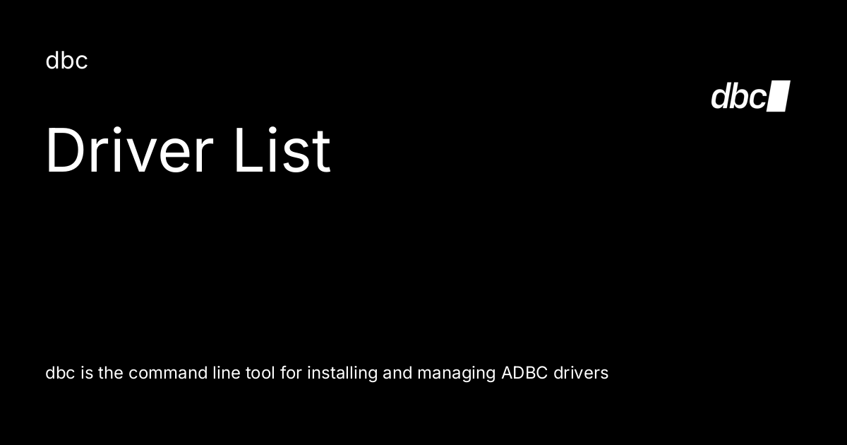 Driver List - dbc